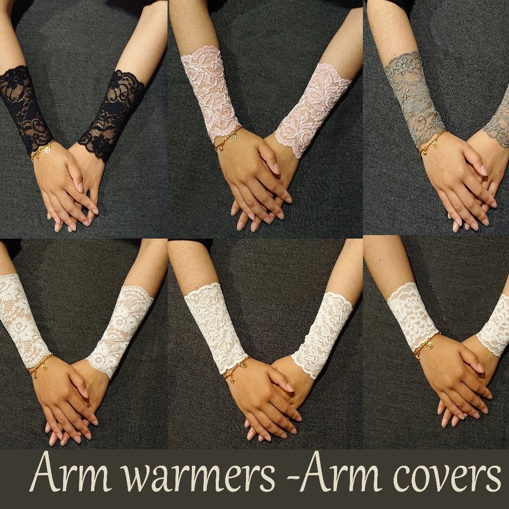 Lace fingerless evening gloves, Arm warmers, Arm Covers, Sleeve Extender